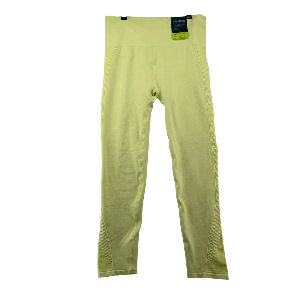 Tek Gear 7/8 High Rise Seamless Legging Women XL Lime Green Athletic Gym Gorp